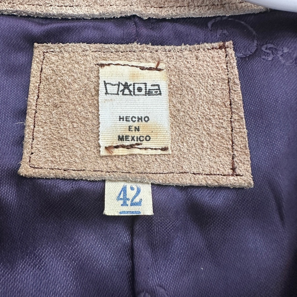Oscar de la Renta Suede Jacket Sz 42 Vintage 70s‎ Western Native Eagle Lace Up - Picture 5 of 10